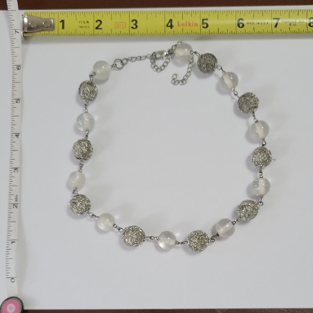 Sophisticated Vintage Silver and Clear Beaded Necklace